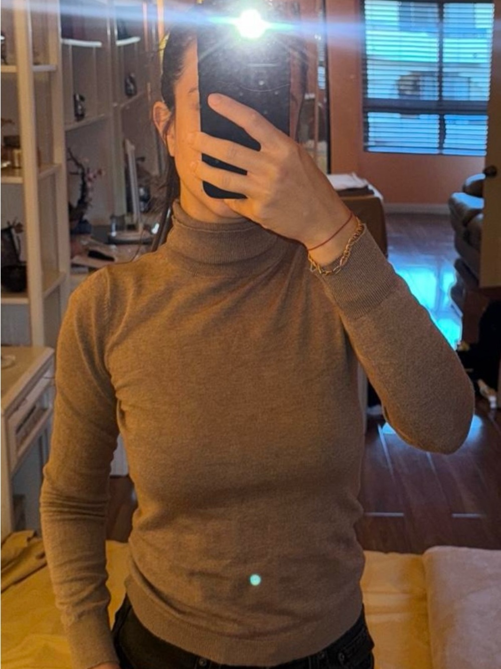 Long Sleeve Turtleneck Sweater - Brown